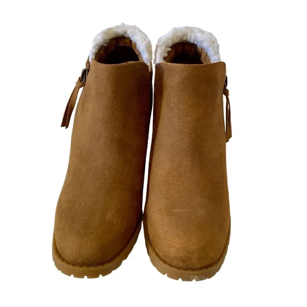 Sugar Brand Light Brown Faux a suede Ankle Boots w/side zipper.